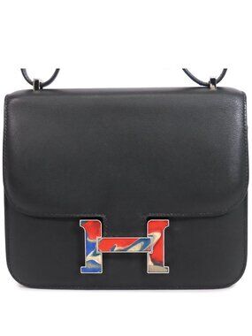 Hermes Constance 3 Mini Black Silver Swift Marble Shoulder Bag